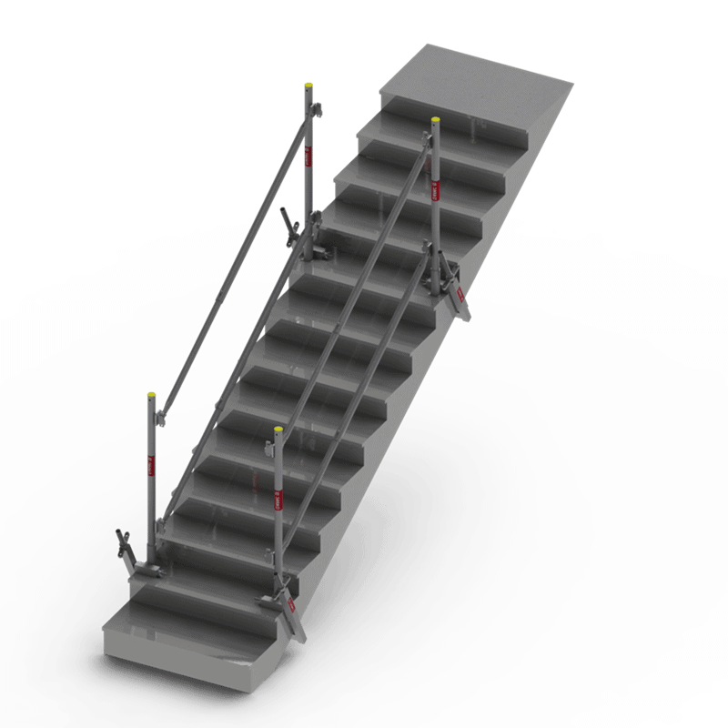 Sistema de protección de borde de escalera con abrazadera