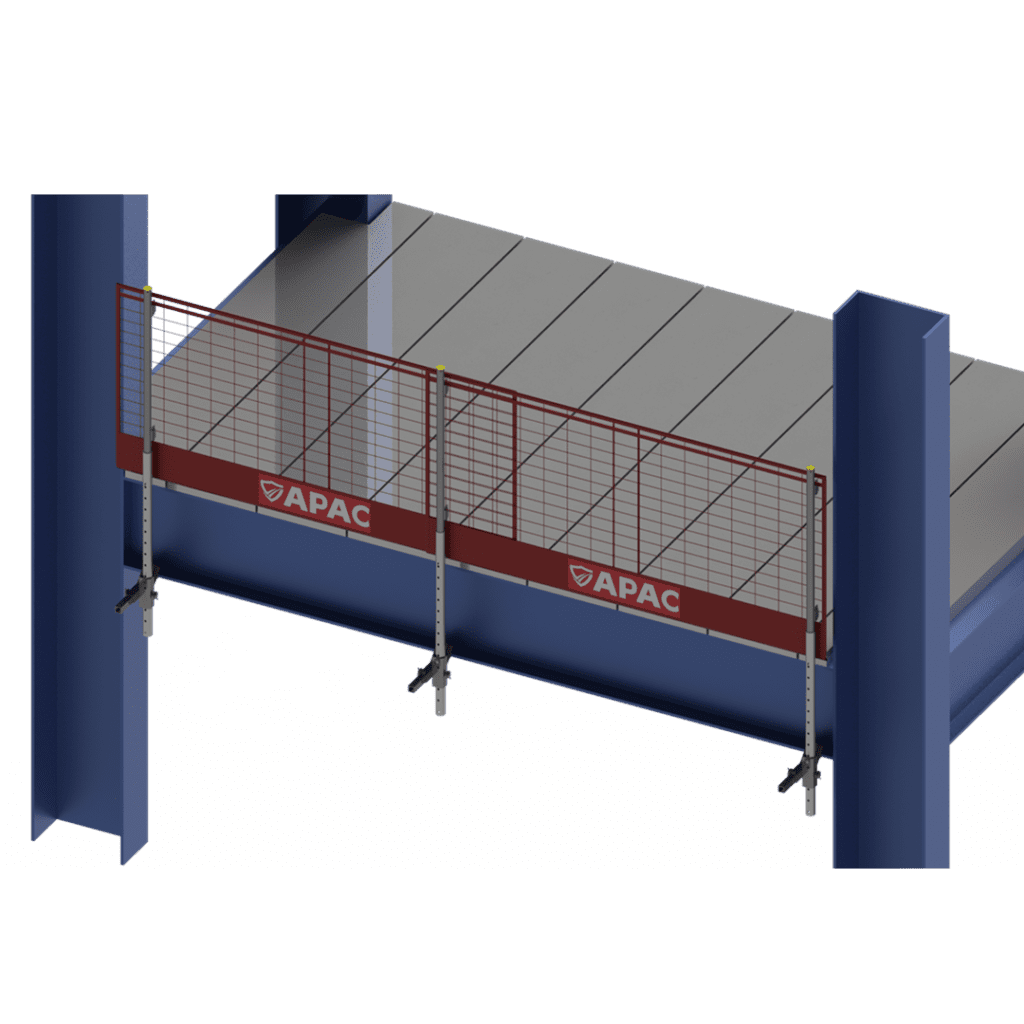 Sistema de protección de bordes con abrazadera para vigas en I