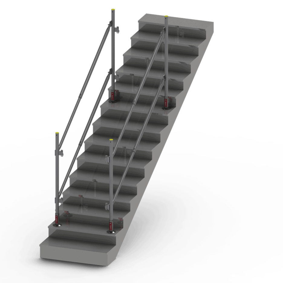 socket base stairway edge protection system