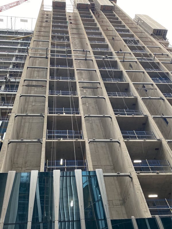 edge protection system for concrete high-rise building